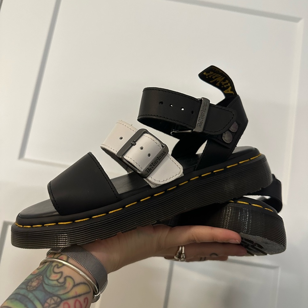 Dr. Martens Gryphon Sandals Black and White Gladiator Docs Doc Marten